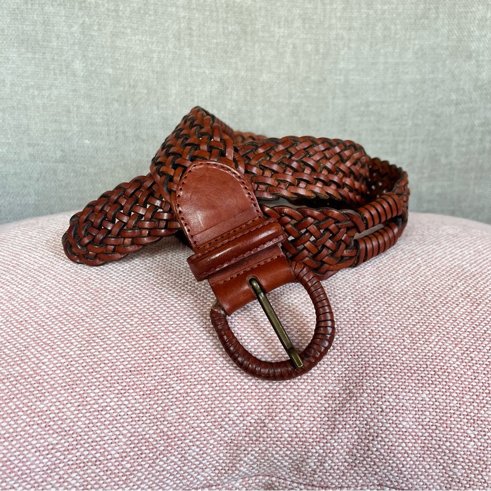Vintage lands end Leather woven belt
